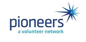 A logo reads "Pioneers" in large letters with smaller letters which read "A volunteer network."