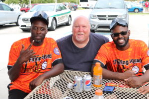 St. Louis Firing Squad players and volunteer hanging out and having fun during a rain delay.