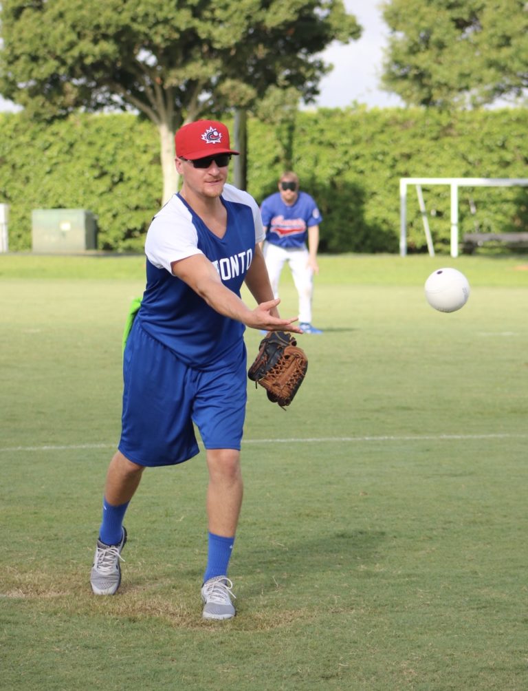 The pitcher for the Toronto Blind Jays releases the ball.