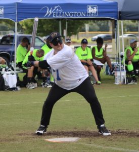 John Margist, #17 with Colorado Storm, about to hit the ball.