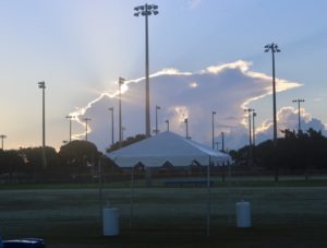 The sun rises over the fields before the Women of our League game on Saturday morning 2017.