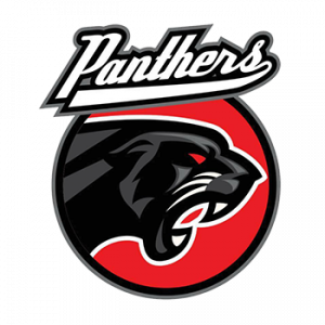 The San Gabriel Valley Panthers logo features a fierce black panther encompassed in a red circle with the text "Panthers" written above it.