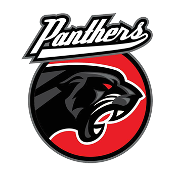 The San Gabriel Valley Panthers logo features a fierce black panther encompassed in a red circle with the text "Panthers" written above it.